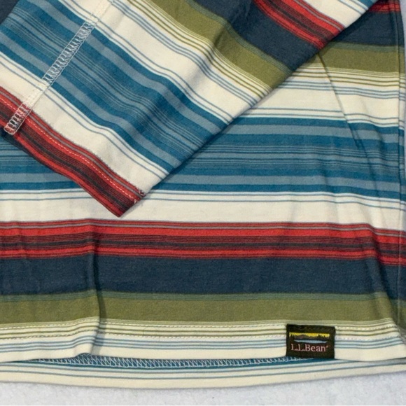 L.L. Bean SunSmart Hoodie Mens XXL Southwest Stripe UPF 50+ Long Sleeve Tee - Picture 2 of 5
